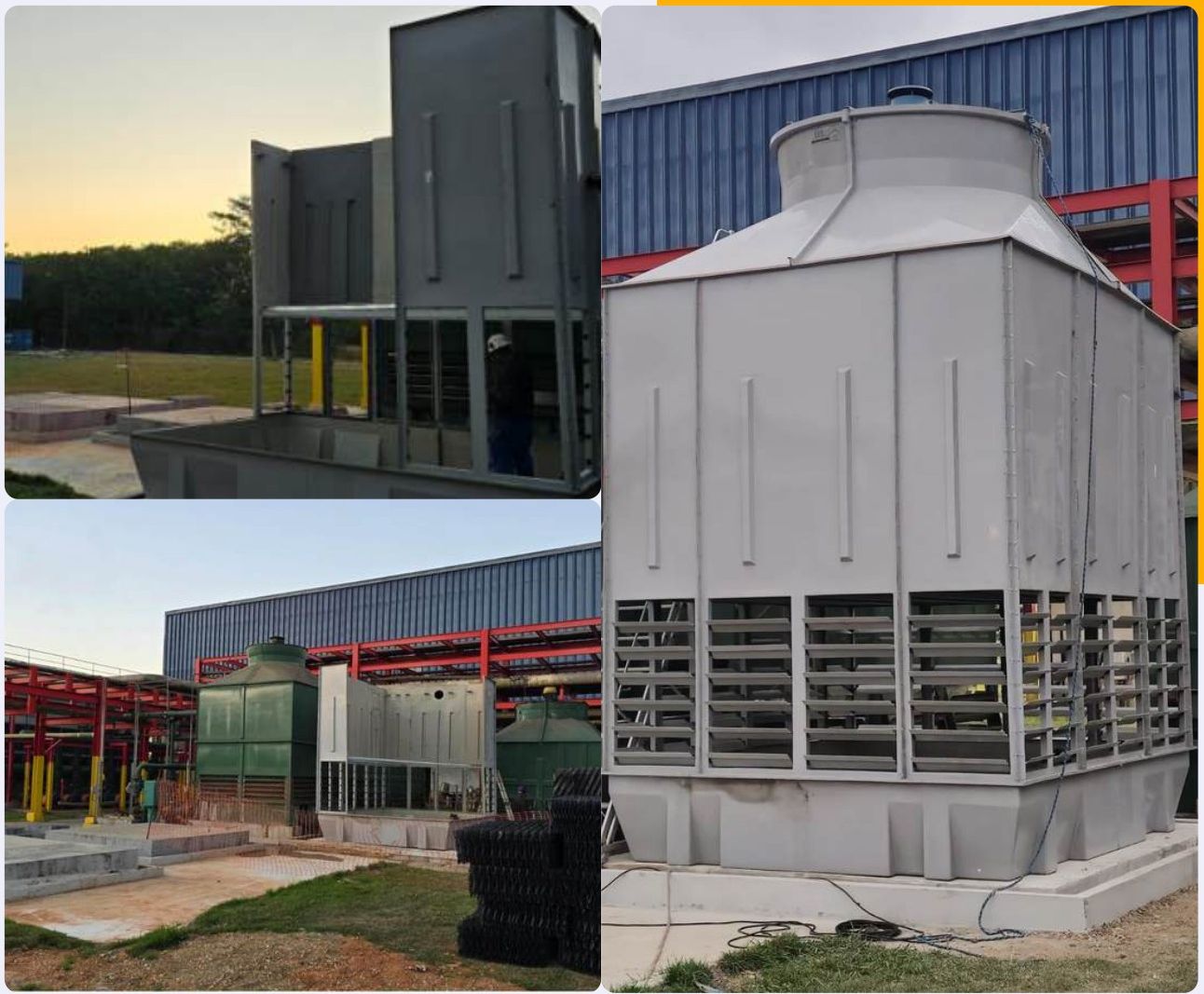 Torres de resfriamento instaladas em planta industrial