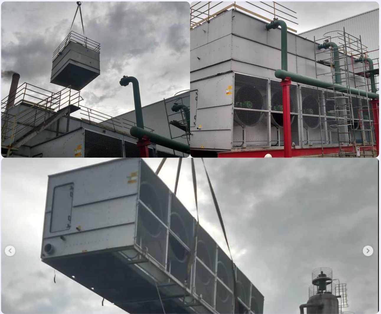 Içamento de torre de resfriamento com guindaste